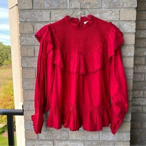 Farm Rio Red 3d Hearts Blouse